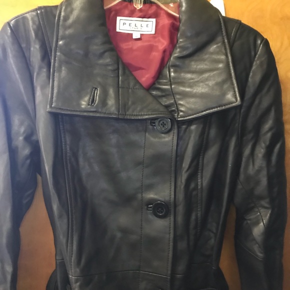 Wilson’s leather Black Trench button up Coat NWT - Picture 2 of 6